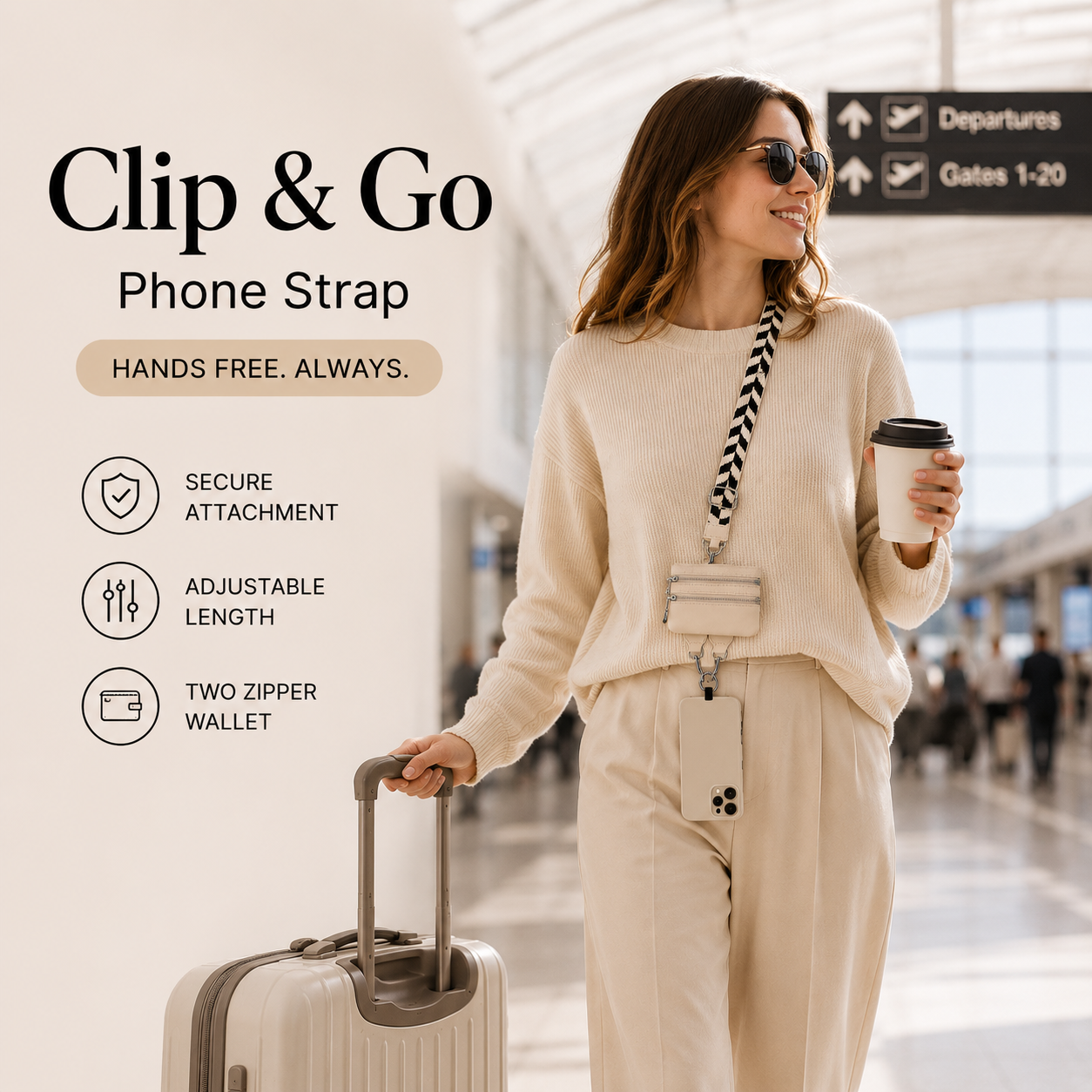 Clip & Go Crossbody Phone Strap
